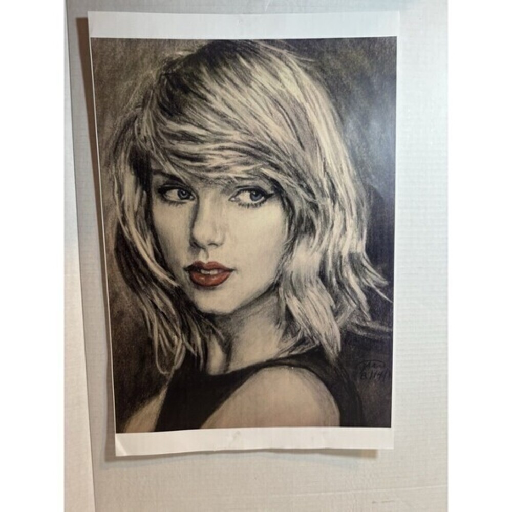 Taylor Swift Black and White Sketch Drawing Print Swifties